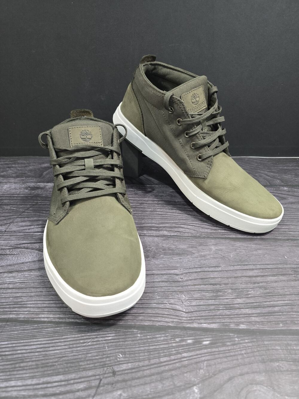 Timberland Davis Square Chukka Green Nubuck Canvas Mens Boots Size 10.5 A1Y9E